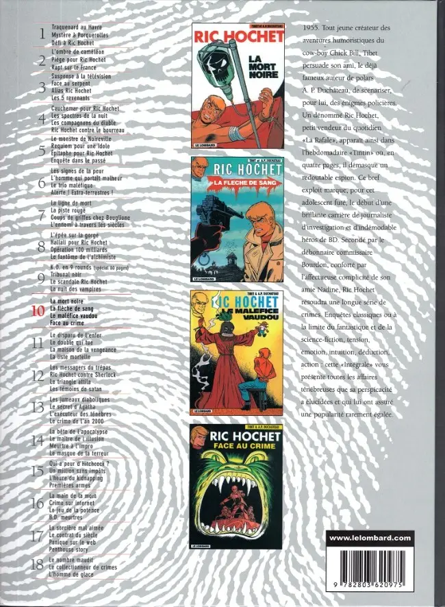 Verso de l'album Ric Hochet Intégrale Tome 10