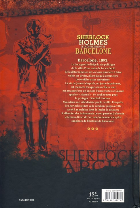 Verso de l'album Sherlock Holmes et la conspiration de Barcelone