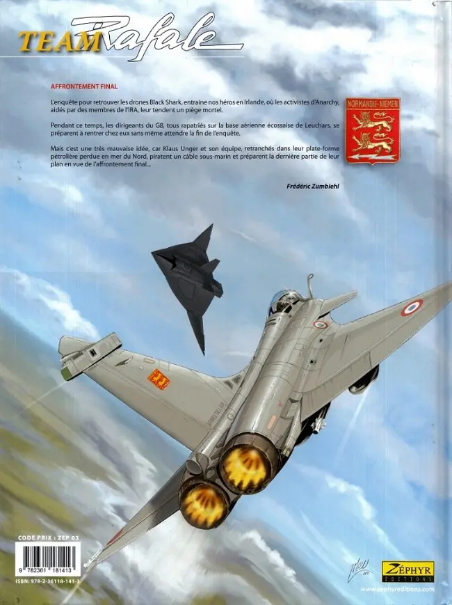 Verso de l'album Team Rafale N° 7 Affrontement final