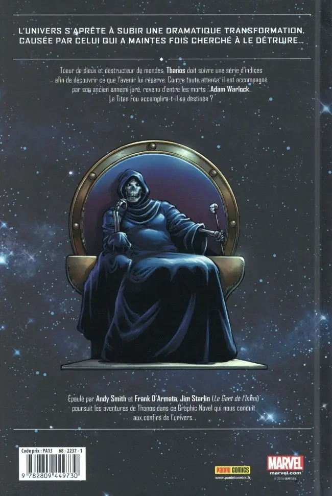 Verso de l'album Thanos : La révélation de l'infini