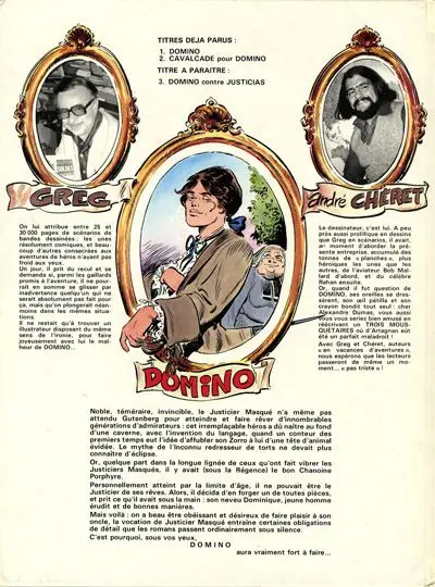 Verso de l'album Domino Tome 1