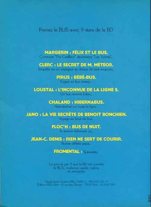 Verso de l'album Félix et le bus tcc
