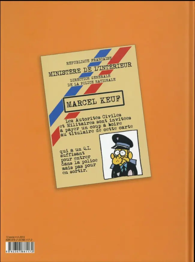 Verso de l'album Marcel keuf le flic