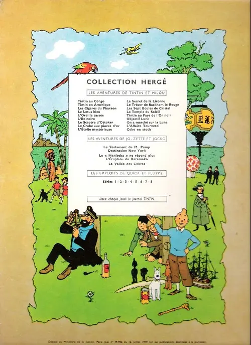 Verso de l'album Tintin Tome 2 Tintin au congo