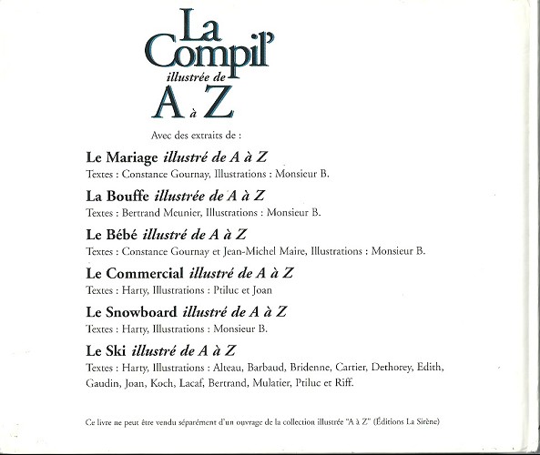 Verso de l'album de A à Z La Compil' illustrée de A à Z