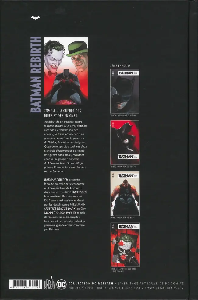 Verso de l'album Batman Rebirth Tome 4 La Guerre des rires et des énigmes