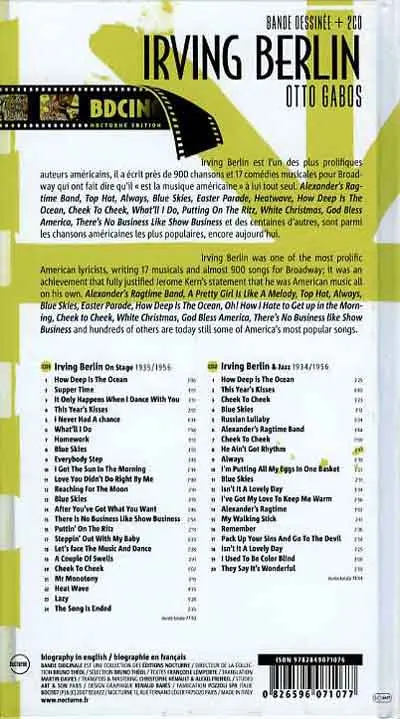 Verso de l'album BD Ciné Tome 8 One Night on Broadway with Irving Berlin