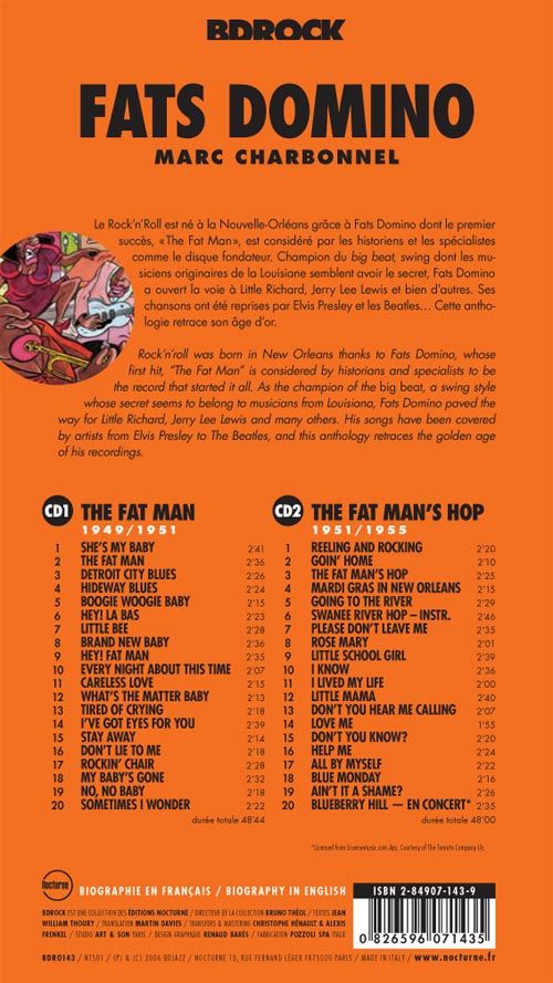 Verso de l'album BD Rock Fats Domino