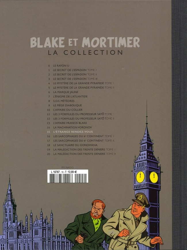 Verso de l'album Blake et Mortimer La Collection Tome 15 L'étrange rendez-vous