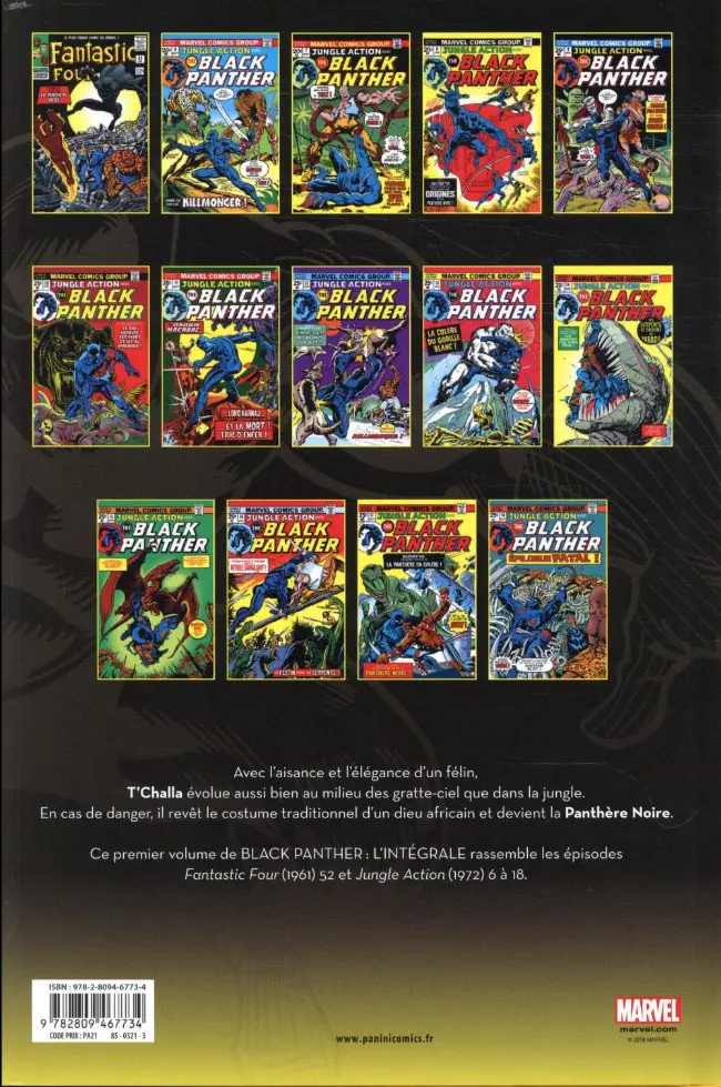 Verso de l'album Black Panther L'intégrale Tome 1 1966-1975