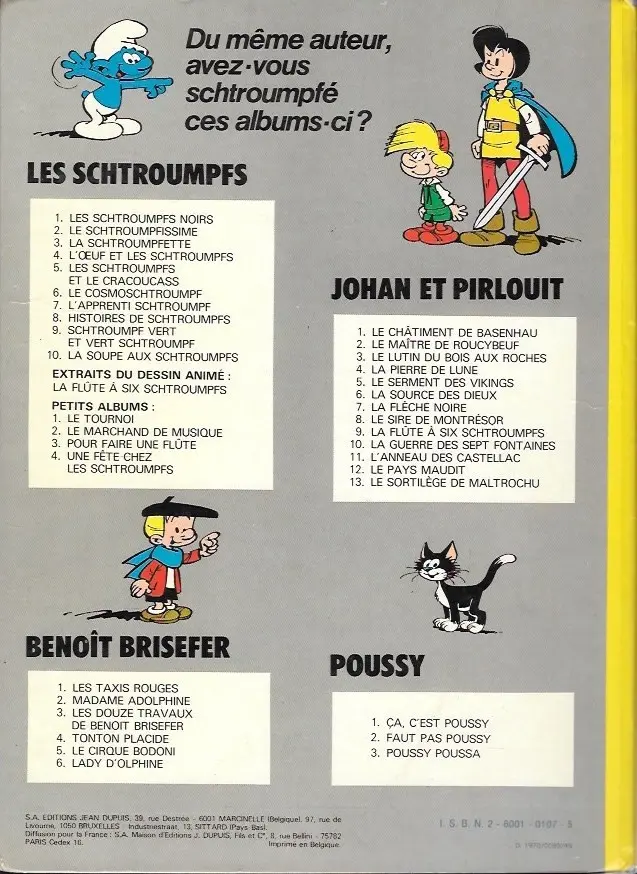 Verso de l'album Johan et Pirlouit Tome 13 Le sortilège de Maltrochu