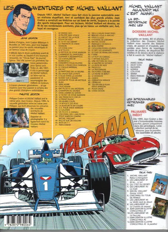Verso de l'album Michel Vaillant Tome 47 Panique à Monaco