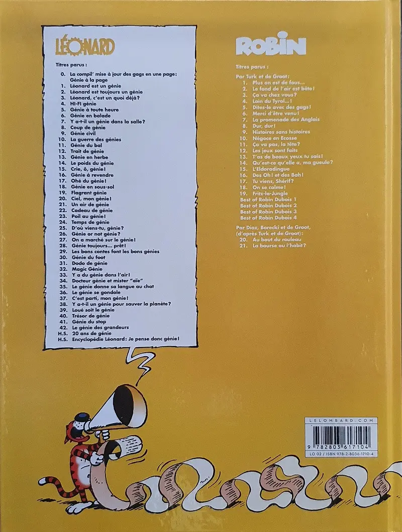 Verso de l'album Léonard Tome 12 Trait de génie