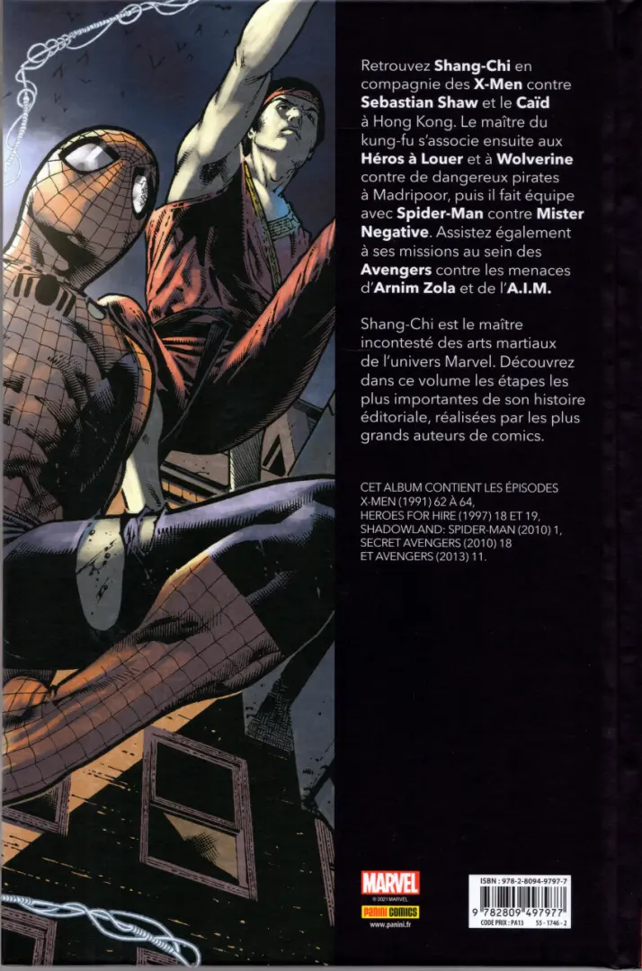 Verso de l'album Shang-Chi: Maître du kung-fu