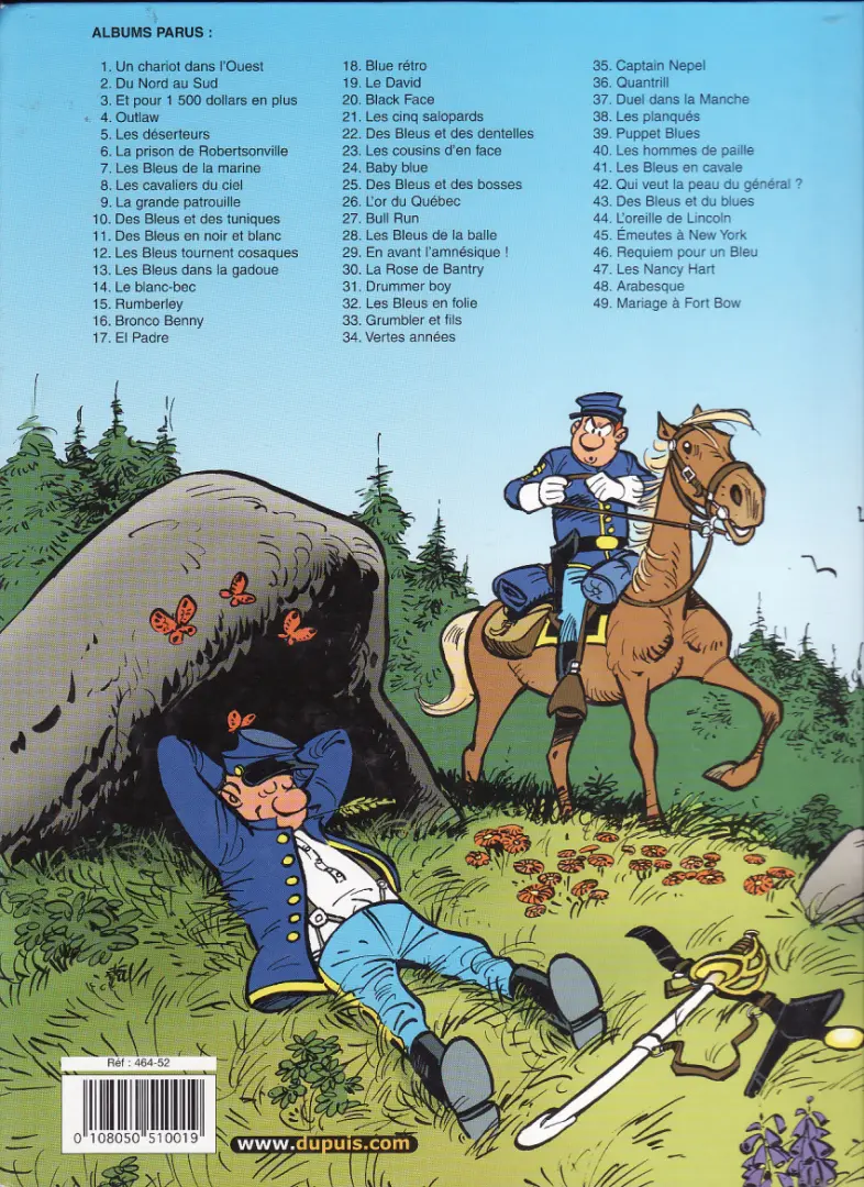 Verso de l'album Les Tuniques Bleues Tome 43 des bleus et du blues