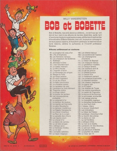 Verso de l'album Bob et Bobette Tome 107 Le rayon magique