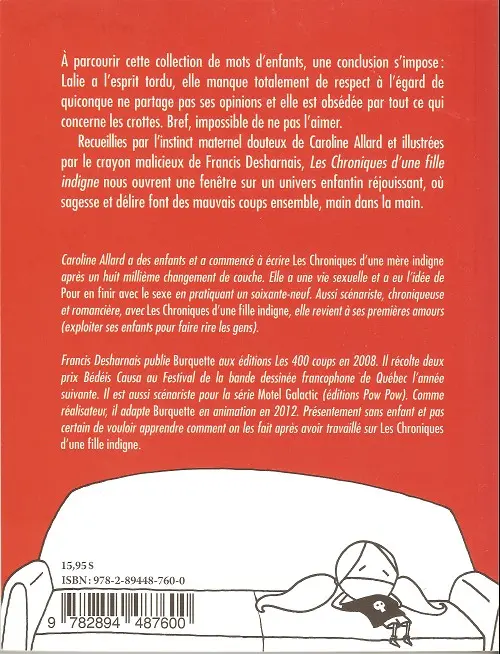Verso de l'album Les Chroniques d'une fille indigne Tome 1 J'ai vraiment des parents de base