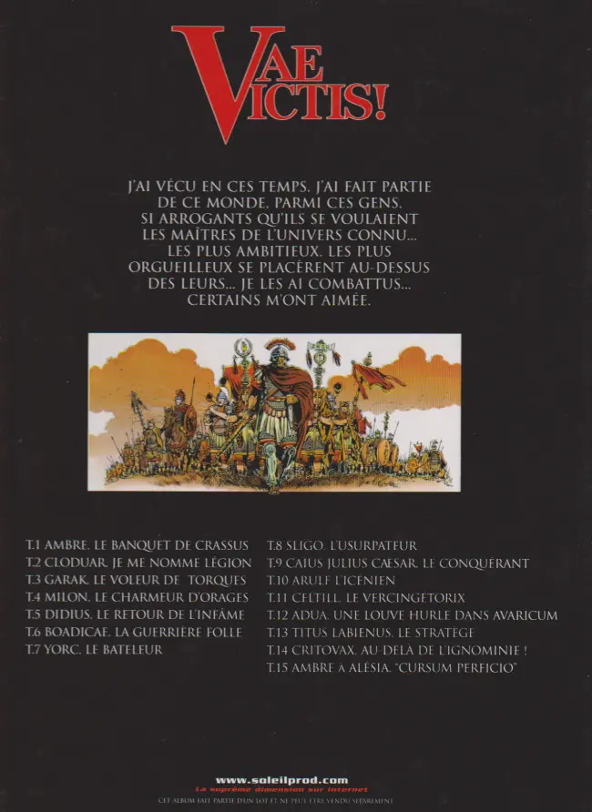 Verso de l'album Vae Victis ! Tome 1 Ambre, le banquet de Crassus