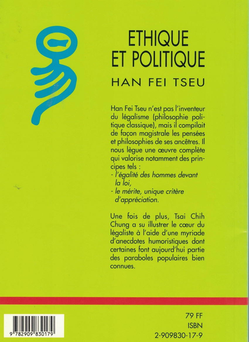 Verso de l'album Ethique et Politique Han Fei Tseu