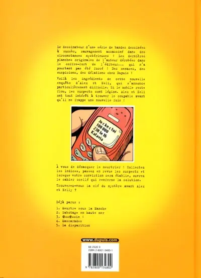 Verso de l'album La Clé du mystère Tome 5 La disparition