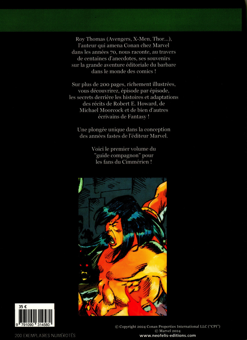 Verso de l'album Les Secrets de l'Acier L'Histoire de Conan chez Marvel