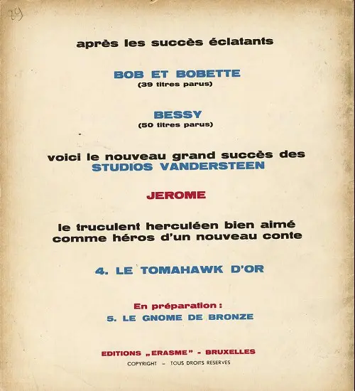Verso de l'album Jérôme Tome 4 Le Tomahawk d'or