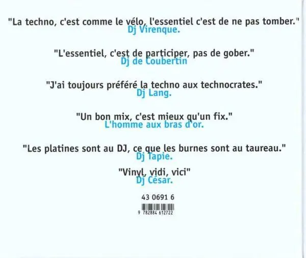 Verso de l'album Mode d'emploi La Techno
