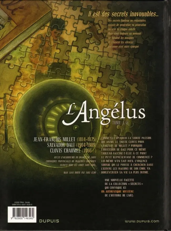 Verso de l'album Secrets - L'Angélus Tome 1/2