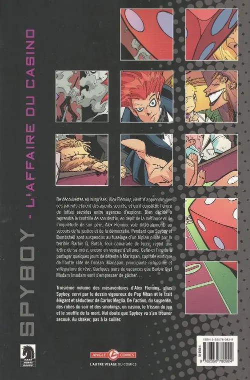 Verso de l'album Spyboy Tome 3 L'affaire du Casino