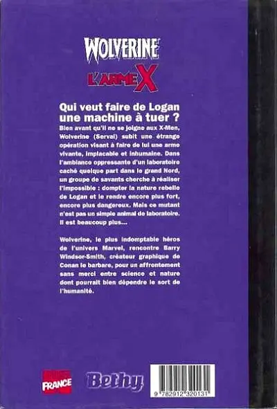 Verso de l'album Wolverine Tome 4 L'Arme X
