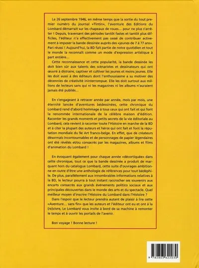 Verso de l'album Le Lombard : L'aventure sans fin Tome 2 1970-1996