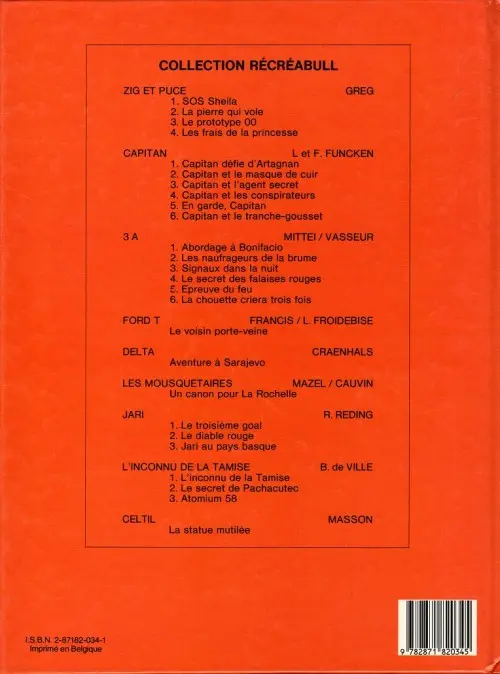 Verso de l'album Capitan Tome 5 Capitan et le tranche gousset