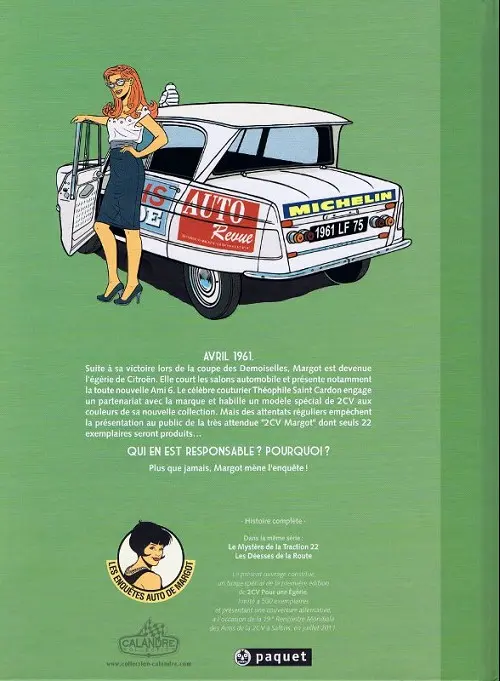 Verso de l'album Les Enquêtes auto de Margot Tome 3 2CV pour une Égérie