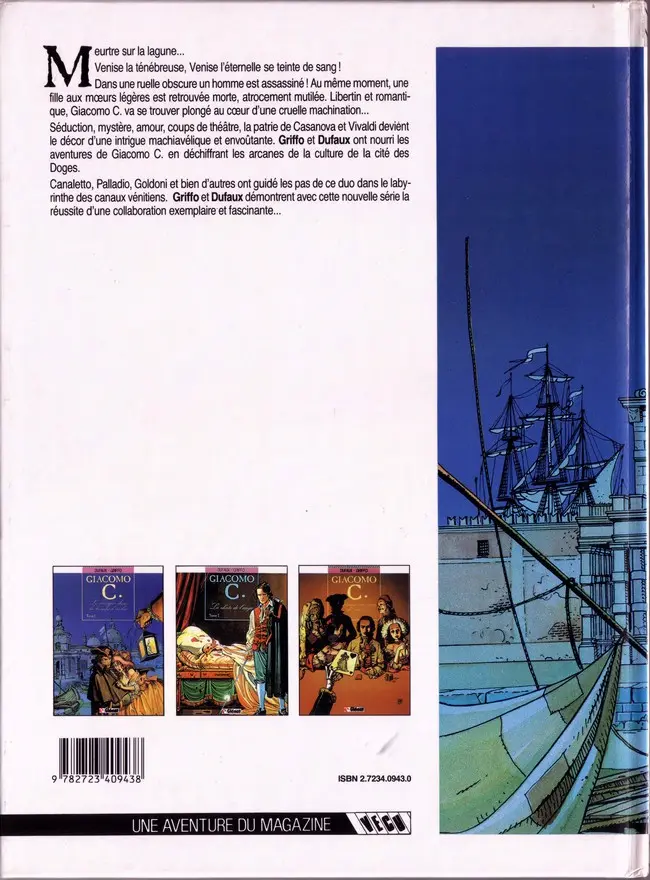 Verso de l'album Giacomo C. Tome 1 Le masque dans la bouche d'ombre