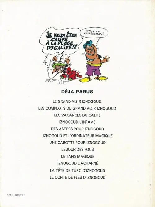Verso de l'album Iznogoud Tome 1 Le Grand Vizir Iznogoud