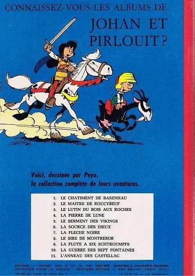 Verso de l'album Johan et Pirlouit Tome 7 La flèche noire