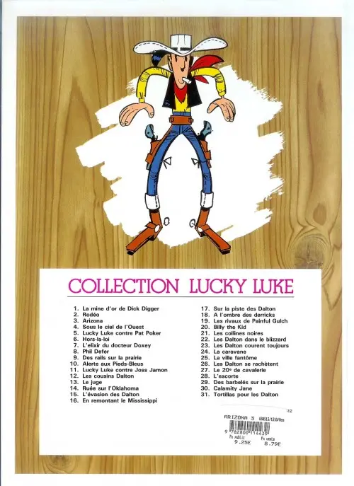 Verso de l'album Lucky Luke Tome 3 Arizona