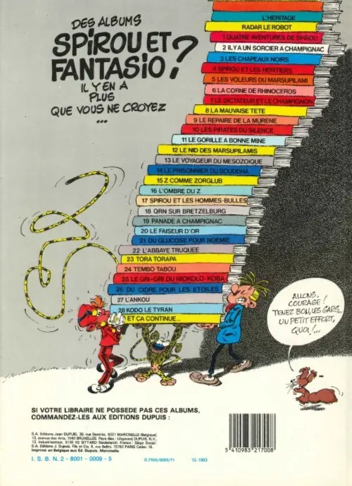 Verso de l'album Spirou et Fantasio Tome 7 Le dictateur et le champignon