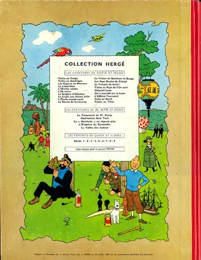 Verso de l'album Tintin Tome 2 Tintin au Congo