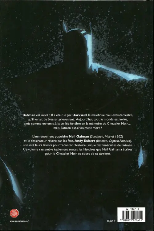 Verso de l'album Batman : Qu'est-il arrivé au chevalier noir ?