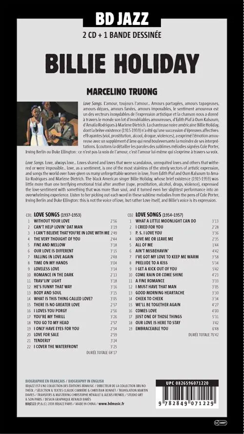 Verso de l'album BD Jazz Billie Holiday - Volume 2