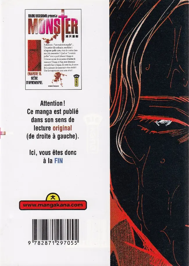 Verso de l'album Monster Chapitre 18 Scène d'apocalypse