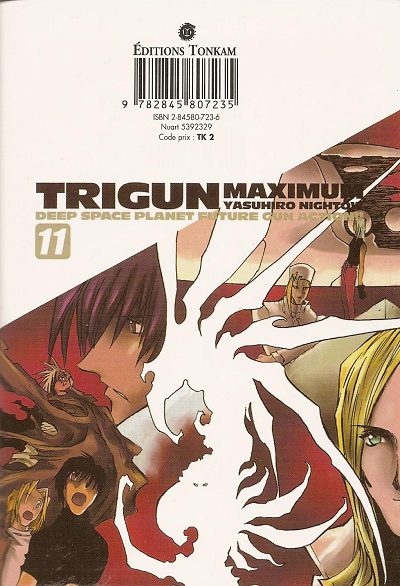 Verso de l'album Trigun maximum 11 Zero Hour