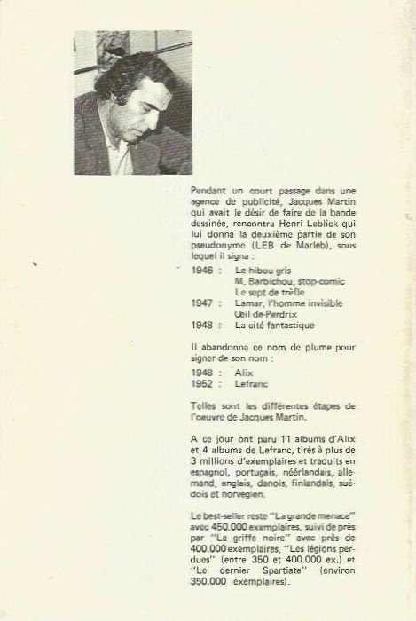 Verso de l'album Alix, Lefranc & Jacques Martin