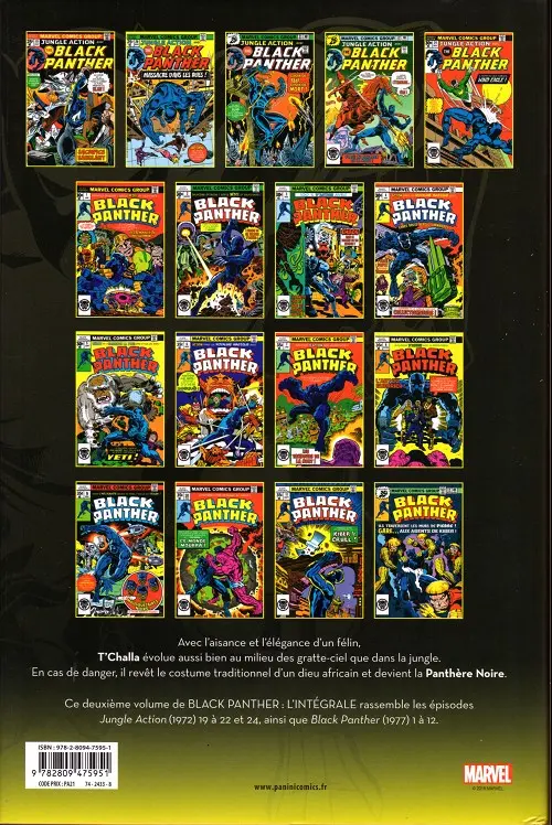 Verso de l'album Black Panther L'intégrale Tome 2 1976-1978