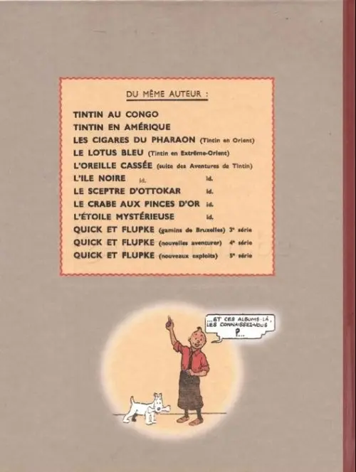 Verso de l'album Tintin Tintin reporter au pays de l'or noir