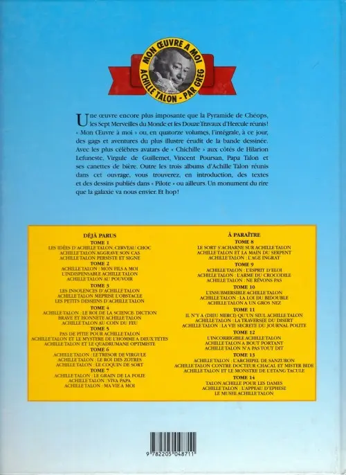 Verso de l'album Achille Talon Mon œuvre à moi ! Tome 7