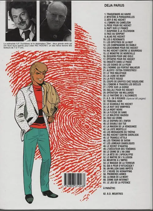 Verso de l'album Ric Hochet Tome 58 Premières armes