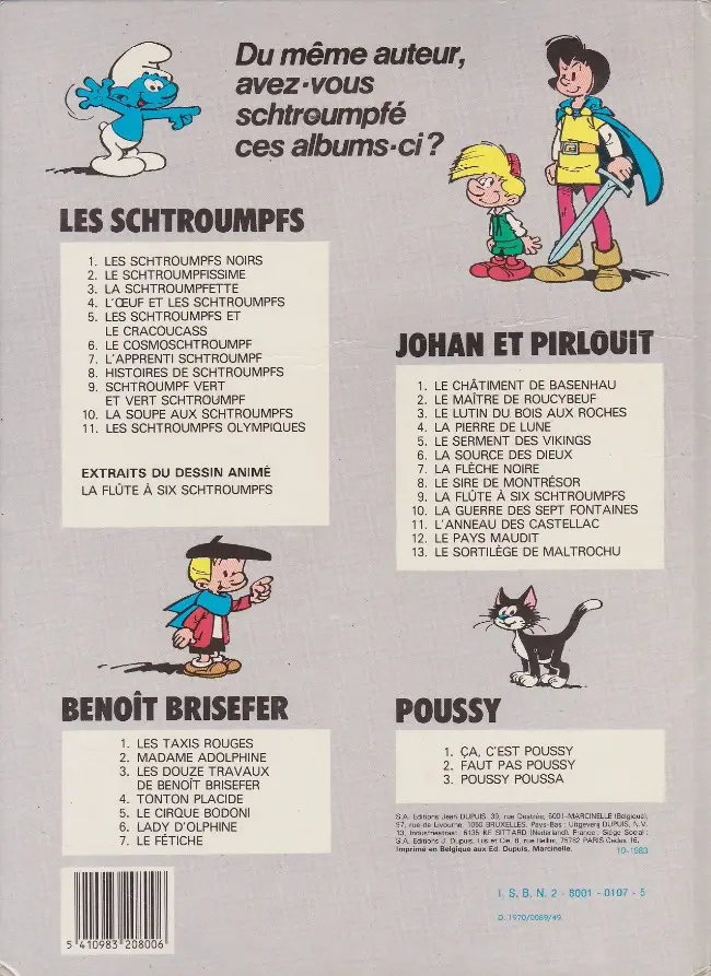 Verso de l'album Johan et Pirlouit Tome 13 Le sortilège de Maltrochu