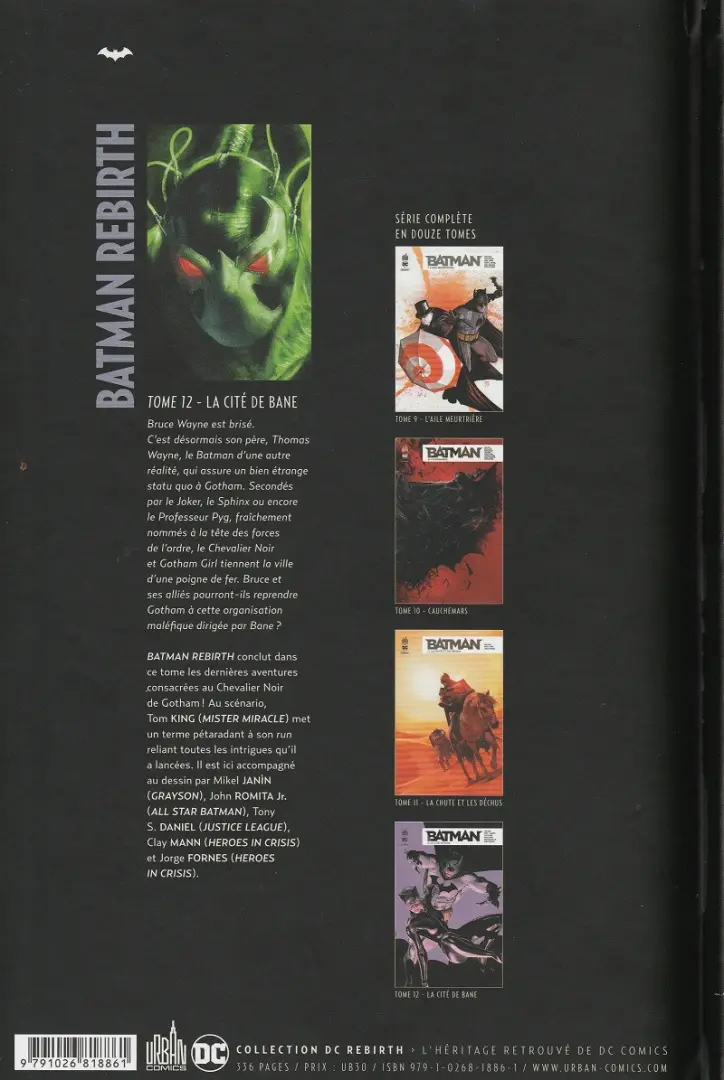 Verso de l'album Batman Rebirth Tome 12 La Cité de Bane